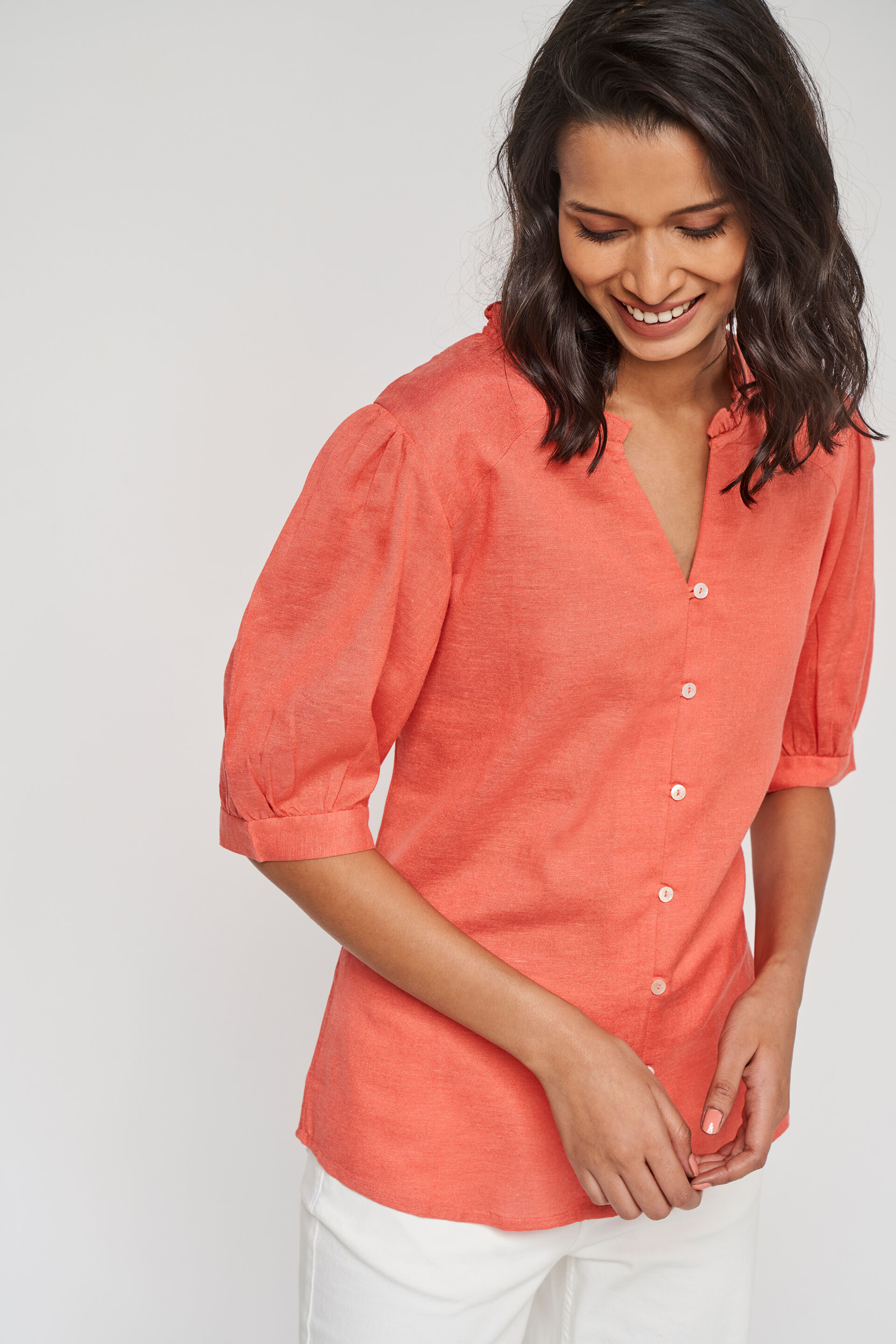 Peach Solid Straight Top, Peach, image 3
